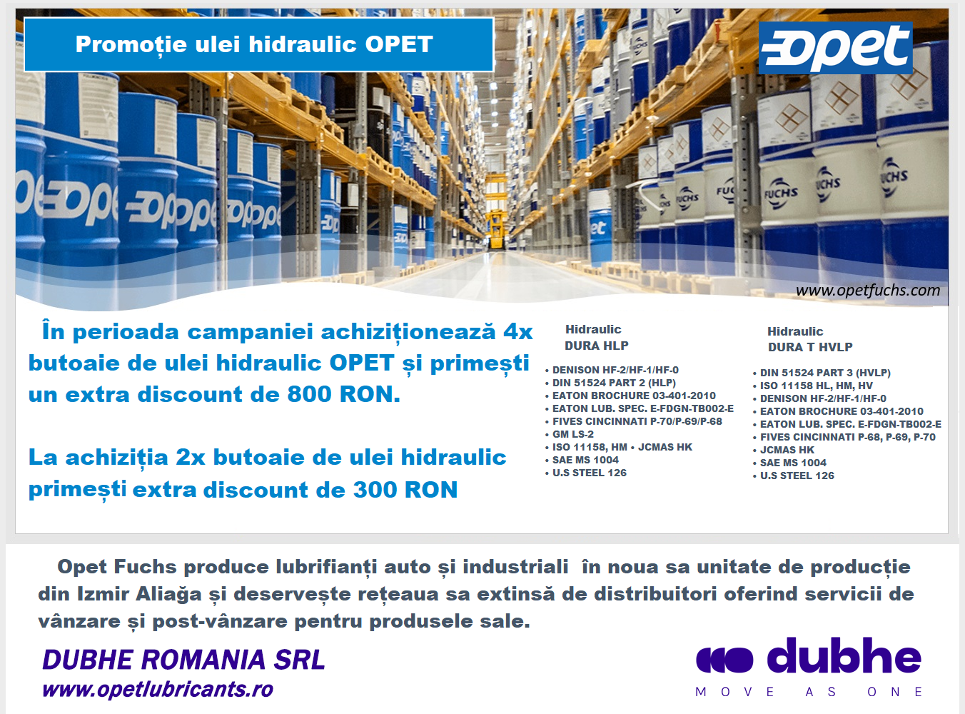 Promoție Specială Ulei Hidraulic OPET